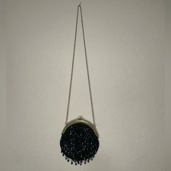Vintage 1960s Beaded Black Evening Bag - Picture 3 of 7